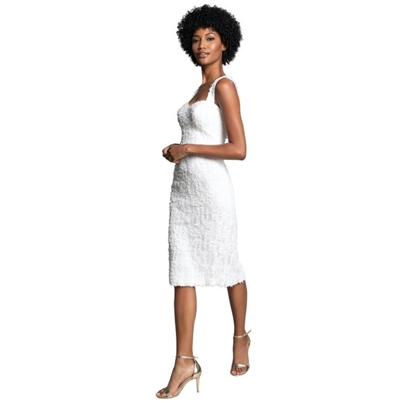 Dress the Population Nicole Sweetheart Sheath Bodycon Cocktail Floral Lace Ivory - Picture 3 of 12